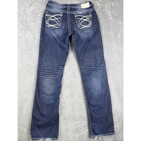 Silver Jeans Women's size 28x33 Lola 17" Straight Leg Distressed‎ Denim - Picture 1 of 12